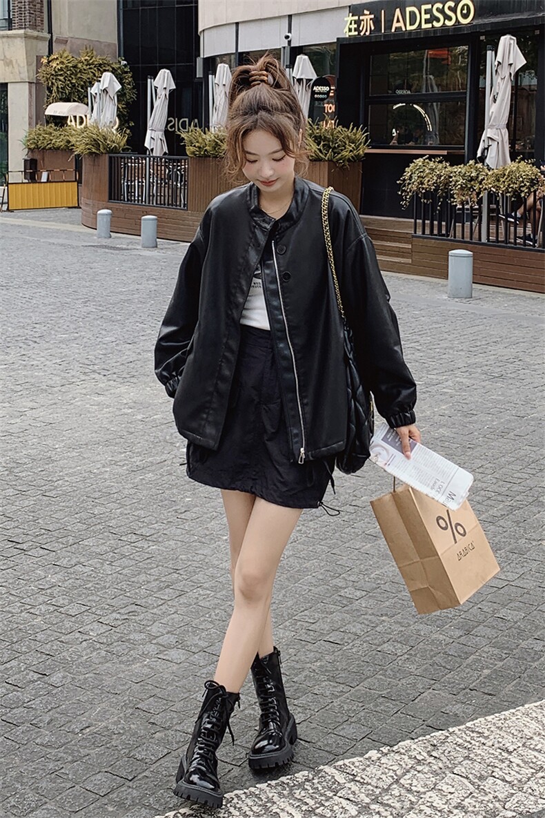 【首-发新品】现货皮衣女2023秋宽松显瘦ZB212-2381-P140-K190,女装皮衣,浙宝285（原212）