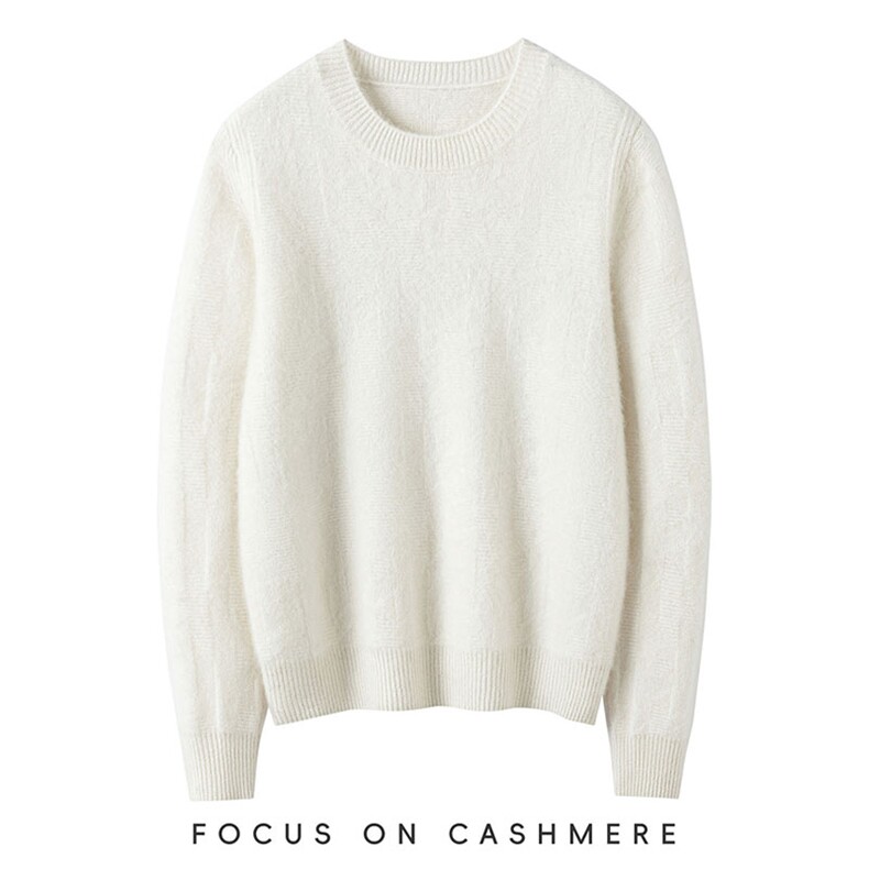 2025秋冬新款女羊绒衫100%纯山羊绒纯色圆领宽松慵懒时尚针织套衫，女装羊绒衫，缇曼羊绒