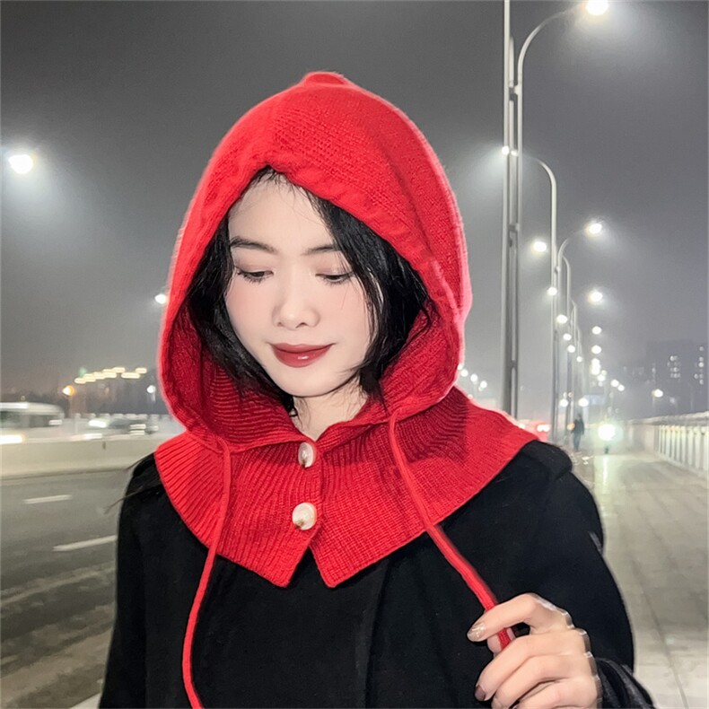 时尚百搭秋冬羊毛连帽围脖保暖舒适,饰品周边,朝思羊绒