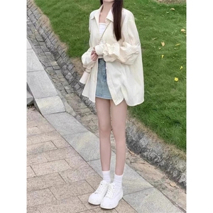 TC779-P45 法式薄款夏季小众防晒衬衫 肌理感长袖衬衣图片