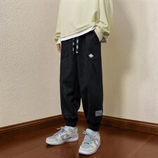 2024秋冬新款港风宽松麂皮绒束脚休闲裤运动裤K239-P52，男装休闲裤，星座914-3
