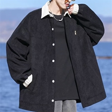 灯芯绒外套男士春秋季痞帅潮牌宽松青少年小众休闲翻领工装夹克潮，男装夹克，星座506A