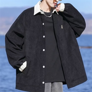 灯芯绒外套男士春秋季痞帅潮牌宽松青少年小众休闲翻领工装夹克潮图片