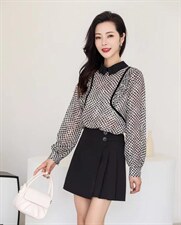 格子雪纺上衣，其它，伊洛姿