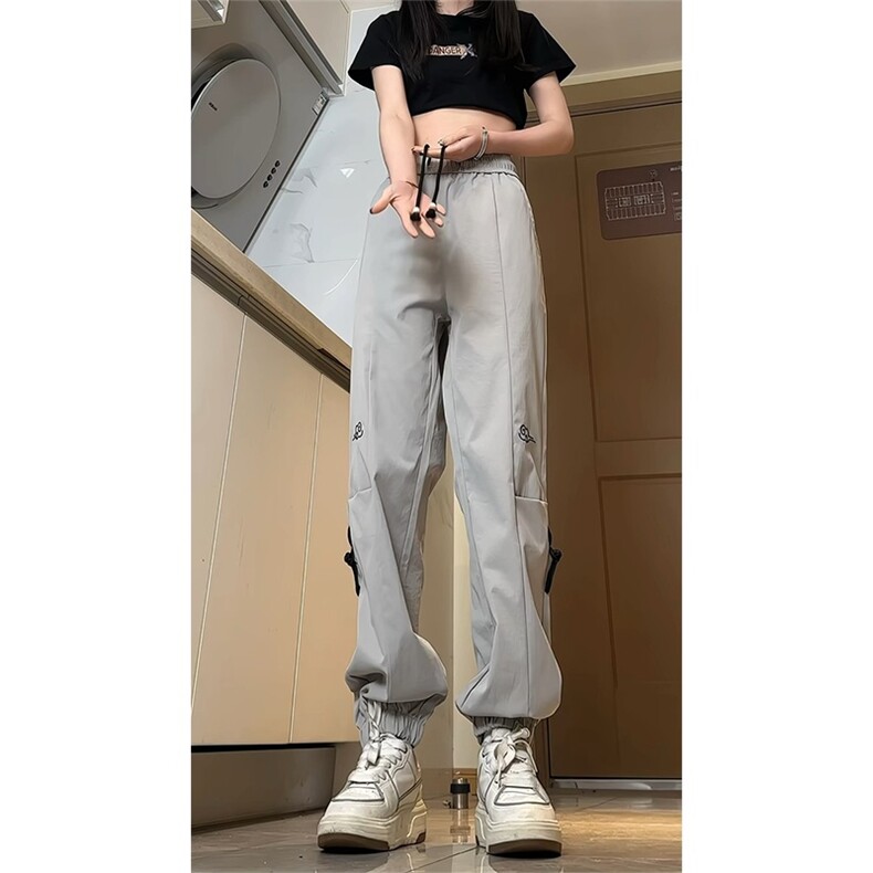 休闲裤抖音高品质风刺绣冰丝束脚裤现货供应C323-1-7731-P45,男装休闲裤,电商C323-1