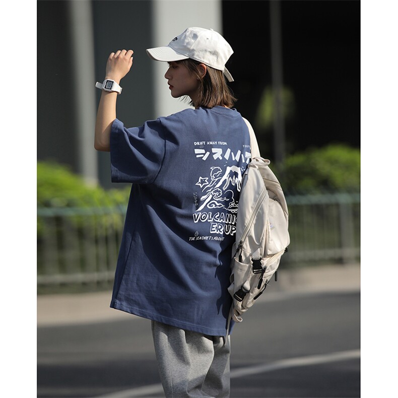 夏季日系火山印花设计街头潮流ins个性情侣款T恤HY353TP25控39,男装T恤,电商A102B