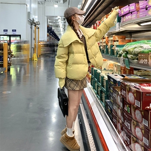 短款羽绒服女2025冬季韩系超好看连帽面包服白鸭绒厚外套图片