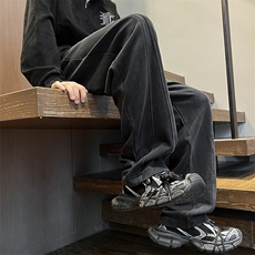 港风秋冬重工绣花华棉拖地裤宽松休闲长裤男K23313-P55，男装休闲裤，星座717