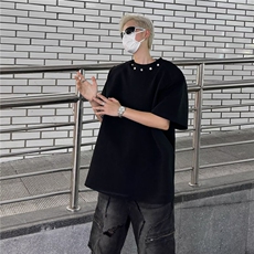 冷淡风高级感短袖上衣cleanfit痞帅炸街金属设计个性t恤半袖-TX99，男装T恤，星座601-2