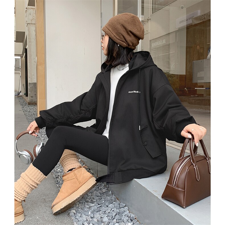 2024冬装新品保暖加厚夹绒时尚洋气连帽派克棉服，女装派克服，施恩睿棋