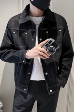 2025新款春季麂皮绒外套男韩版潮流翻领夹克A313-1-21136-P95，男装夹克，电商A313-1