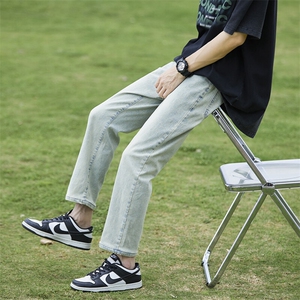美式高街黄泥染牛仔裤男款春夏季潮流复古水洗裤子YZ87九分-P50图片