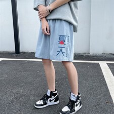 YD33192-P25 港风潮牌亚麻短裤男大码棉麻五分裤男中裤沙滩裤图片