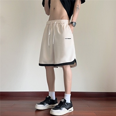 2026春装新款美式刺绣拼接短裤五分裤男潮流K9908/特P30红地板3，男装牛仔裤，电商A094