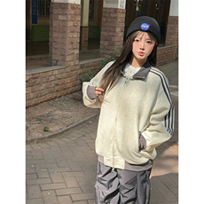 抖音得物高品质26春装美式高街重磅结构拼接织带立领卫衣外套CM42，女装短外套，电商A486-1