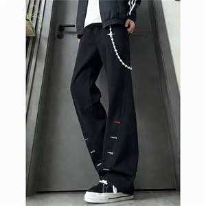 美式裤子男款春秋季2026新款潮牌宽松直筒阔腿牛仔裤AM1313 P42，男装牛仔裤，星座1013-5