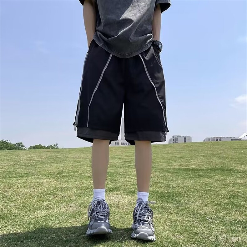 假两件短裤男夏季休闲五分裤机能风美式高街冲锋工装裤子D2216,男装休闲裤,星座1116A-1（原606A）