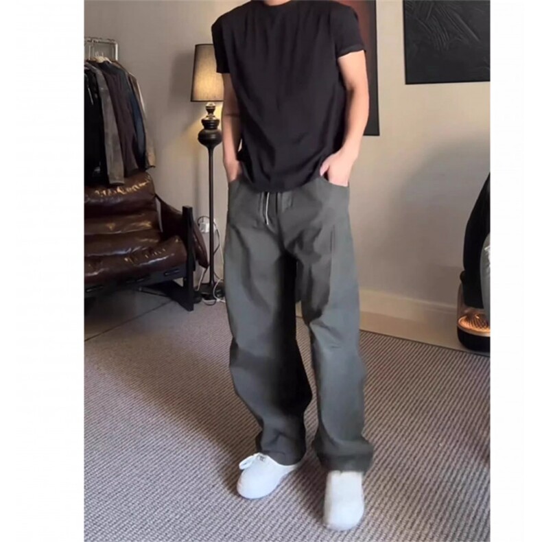 美式复古速干伞兵工装裤男秋季弯刀阔腿裤宽松直筒休闲裤,男装工装外套,四季星座505