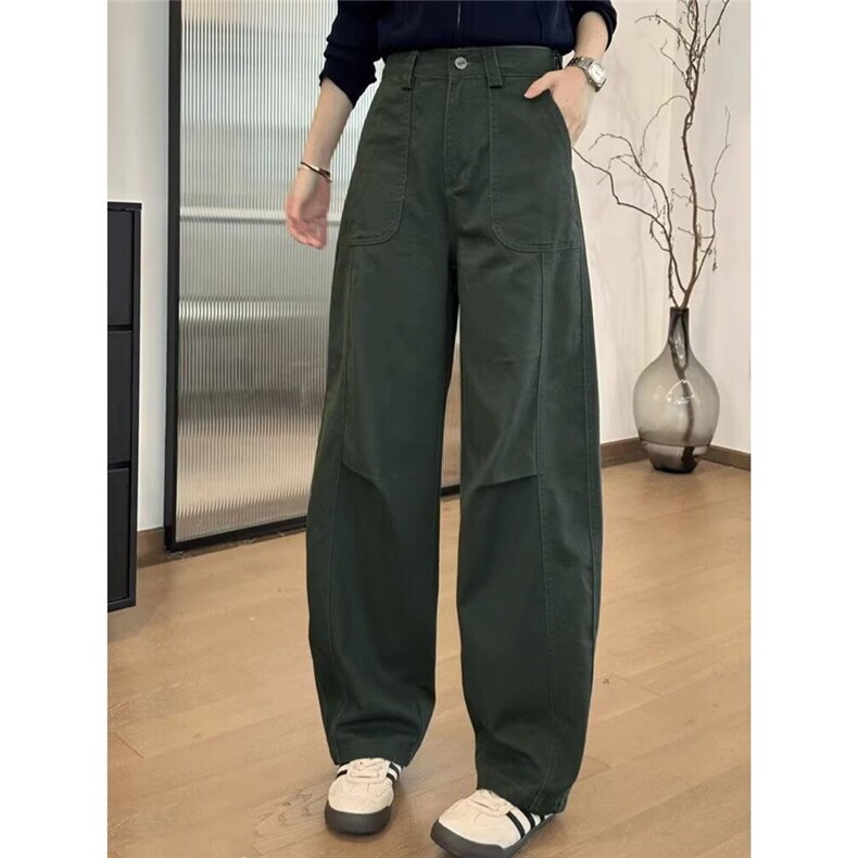 网图高腰弯刀休闲裤秋季款梨形大码胖宽松显瘦工装310A-423-P38，男装工装外套，四季星座310A