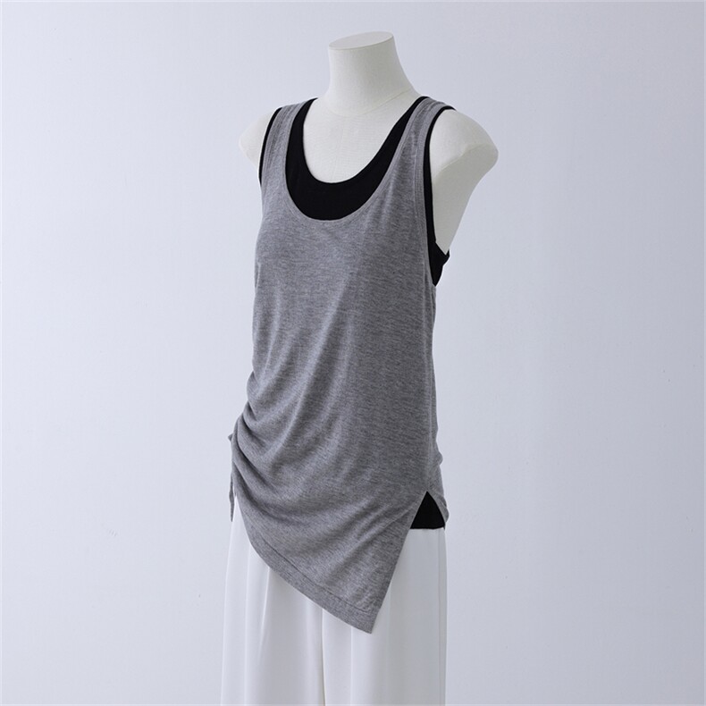 天丝真两件休闲背心，女装针织衫/毛衣，优麦羊绒（原洪叶羊绒）