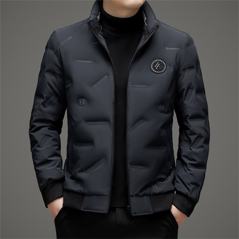 无帽立领羽绒服男士冬季2024新款轻薄短款白鸭绒轻便休闲帅气外套图片