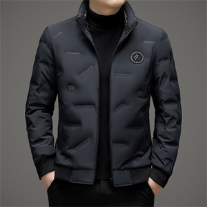 无帽立领羽绒服男士冬季2024新款轻薄短款白鸭绒轻便休闲帅气外套图片