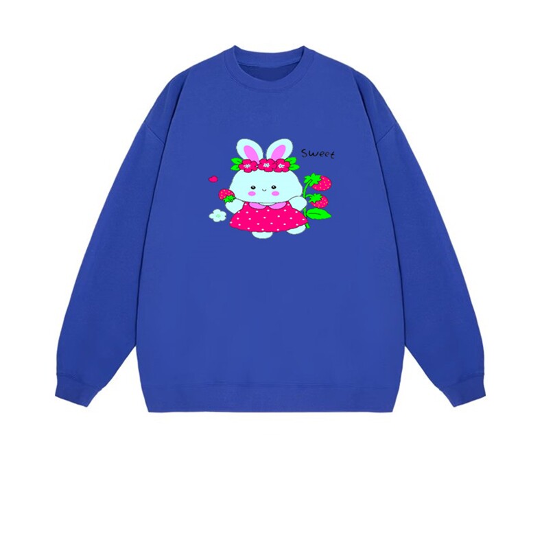 2025年秋季套头长袖草莓小兔时尚百搭通勤简约休闲，女装卫衣/绒衫，花可