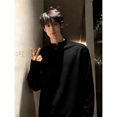 网图亨利领卫衣男解构长袖T恤常规WYT2321特P37加绒JRT2321特P45，男装T恤，星座1007（原301D）