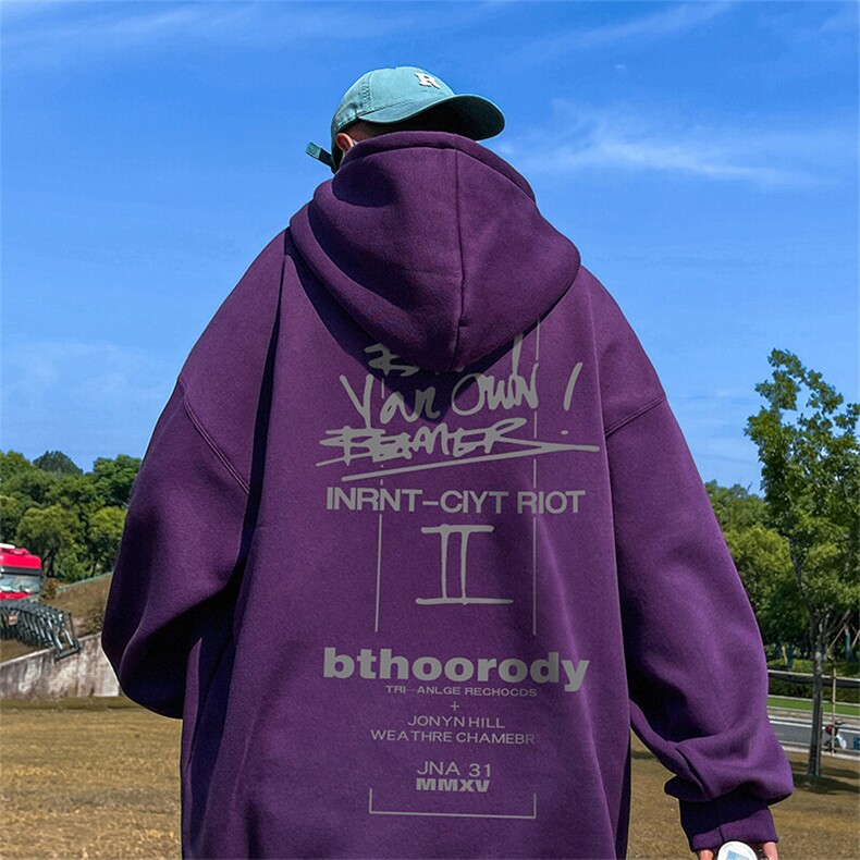 抖音得物供货可提供视频春装重磅美式宽松连帽卫衣DL2400,男装卫衣,电商A486-1
