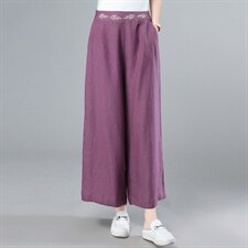 2025夏季新款时尚宽松休闲舒适个性绣花阔腿九分裤2025年夏季，女装休闲裤，奕阳依阁