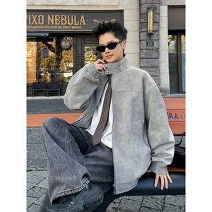 春季抖音得物品质扎染PU皮衣立领雾面皮夹克外套男6153-TP43图片