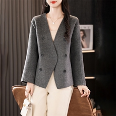 2024秋季新款纯色短款双面呢大衣通勤百搭,女装双面呢大衣,贝源羊绒,清河羊绒市场 2024秋季新款纯色短款双面呢大衣通勤百搭,女装双面呢大衣,贝源羊绒,清河羊绒市场