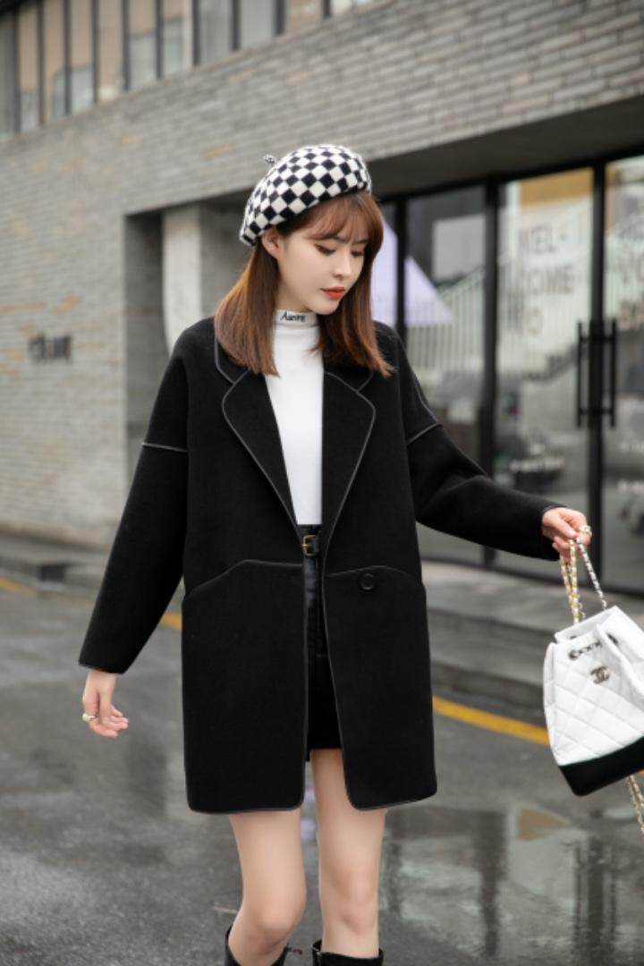 冬装新款：双面羊绒韩版西装外套M一，女装西装，拉思维加丝