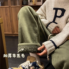 加绒加厚羊羔毛重磅裤子麂皮绒抖音品质休闲裤K5425-b315-P65控78，男装休闲裤，电商B315