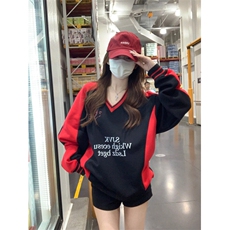 EE064-P65卫衣男女情侣薄款2024潮流宽松设计感条纹圆领韩版上衣，男装卫衣，星座911-3
