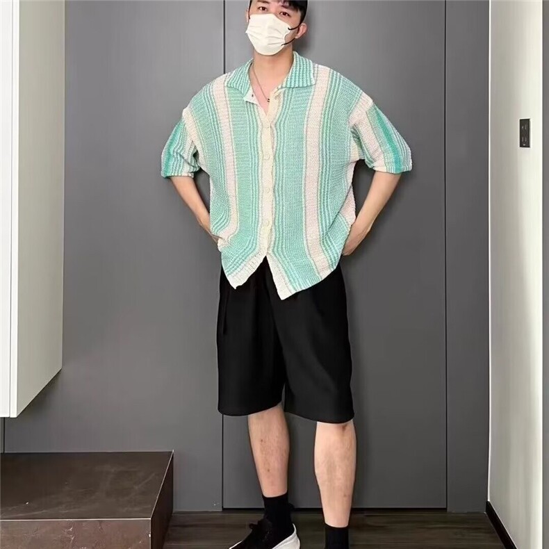 2025复古衬衫男夏装港风学生宽松小众设计感趣味新款男装上衣,男装衬衫,星座218-1（原230）