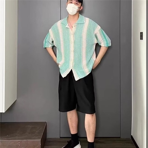 2025复古衬衫男夏装港风学生宽松小众设计感趣味新款男装上衣图片