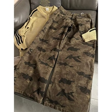 美式复古阔腿迷彩工装裤男女宽松高街做旧牛仔长裤K83036-P46网图，男装工装外套，电商B245