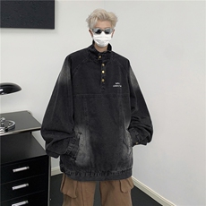 潮牌oversize复古工装夹克美式大码宽松休闲牛仔外套男女-WT8913，男装工装外套，星座601-2