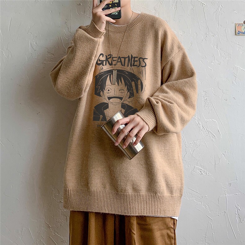 港风秋冬海贼王宽松休闲圆领毛衣男M6814P55控68,男装针织衫/毛衣,电商A268A