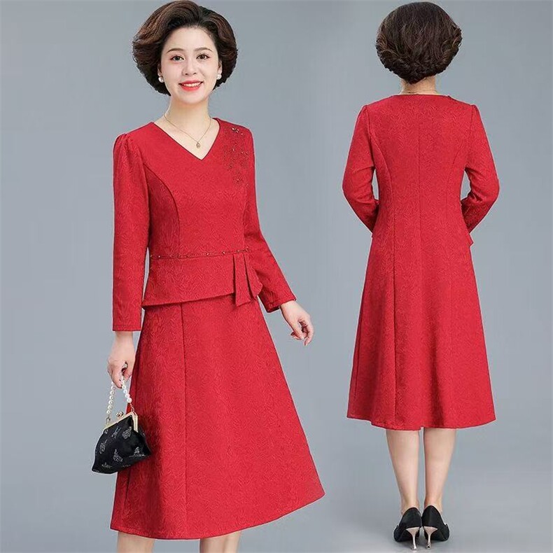 2025新款精品婚礼连衣裙庆结婚喜庆喜婆婆高端气质款A字裙子，女装大码女装，娇莉