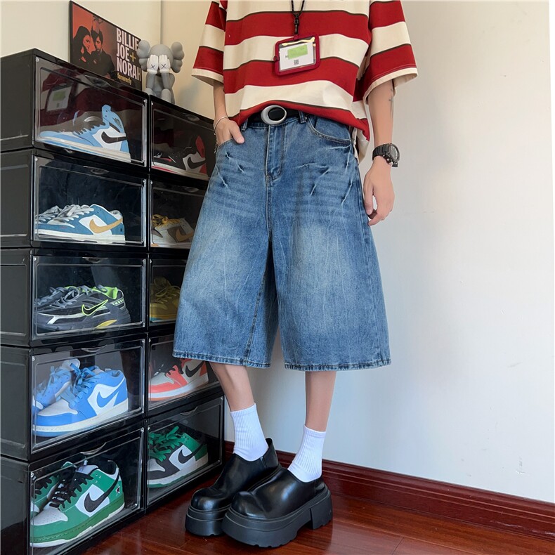 抖音品质夏季新款美式宽松水洗七分牛仔裤B315-K25638-特p40控78,男装牛仔裤,电商B315