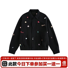 港风秋款男女夹克衫单排扣开衫刺绣图案涂鸦宽松外套JK6819P70，男装夹克，星座1013-1