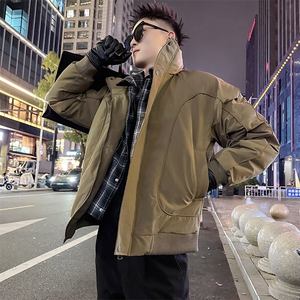 AY123/P138控178冬季社会小伙百搭保暖假两件立领百搭棉服男紫首图片