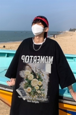 港风油画花朵创意印花夏季重磅落肩袖短袖t恤B239-1271-P28，男装T恤，星座514-2(原B239)