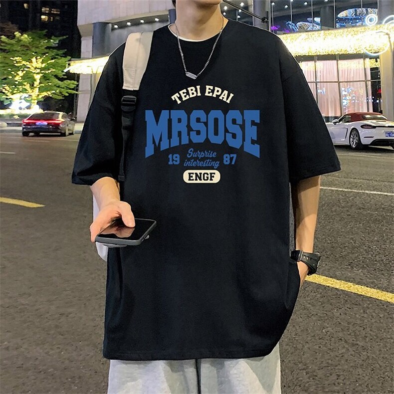 T709大码宽松纯棉运动圆领体恤衫oversize短袖T恤男重磅T,男装T恤,星座304A-1