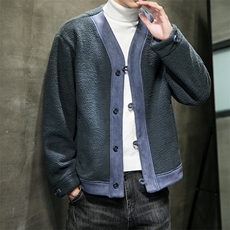 外套男摇粒绒夹克道袍风秋冬季工装棉服棉衣上衣M701/P130，男装棉衣，钱塘713