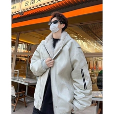 冬季毛领连帽棉服男宽松小众解构帆布座山雕棉衣外套MF320-P118，男装棉衣，星座412-2