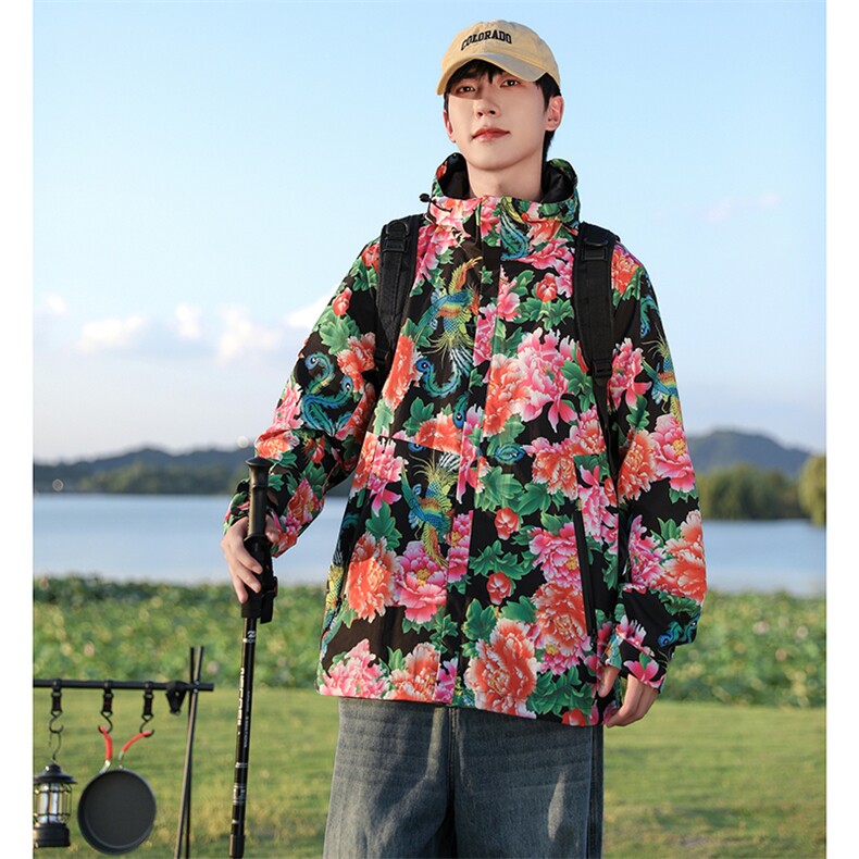 CF2男女休闲连帽夹克冲锋衣防雨水情侣装大码旅游户外团队表演出,男装夹克,星座115A(原星座507）