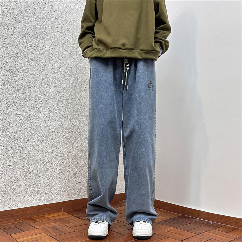 k1036-p48-控68M-5xl港风高阶黄泥黑暗宽松大码牛仔裤,男装牛仔裤,星座116